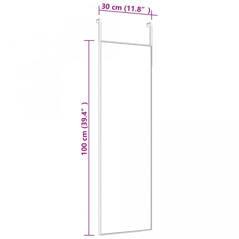 Oglindă pentru ușă, auriu, 30x100 cm, sticlă și aluminiu