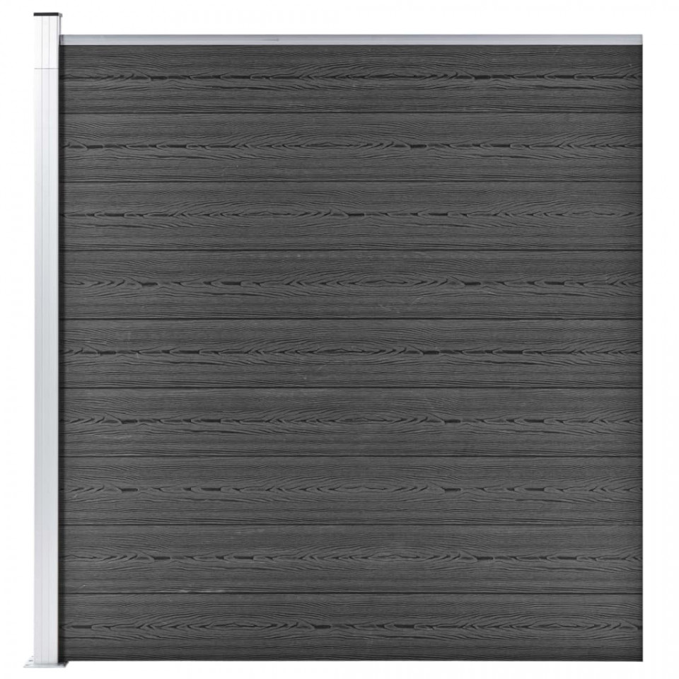 Panou de gard, negru, 175x186 cm, wpc