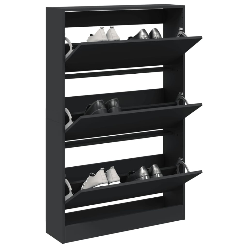 Pantofar, negru, 80x21x125,5 cm, lemn compozit