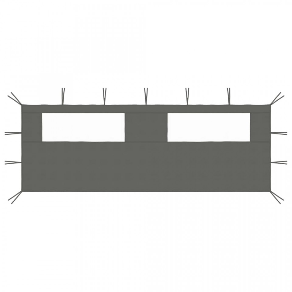 Perete lateral foișor cu ferestre, 6x2 m, antracit