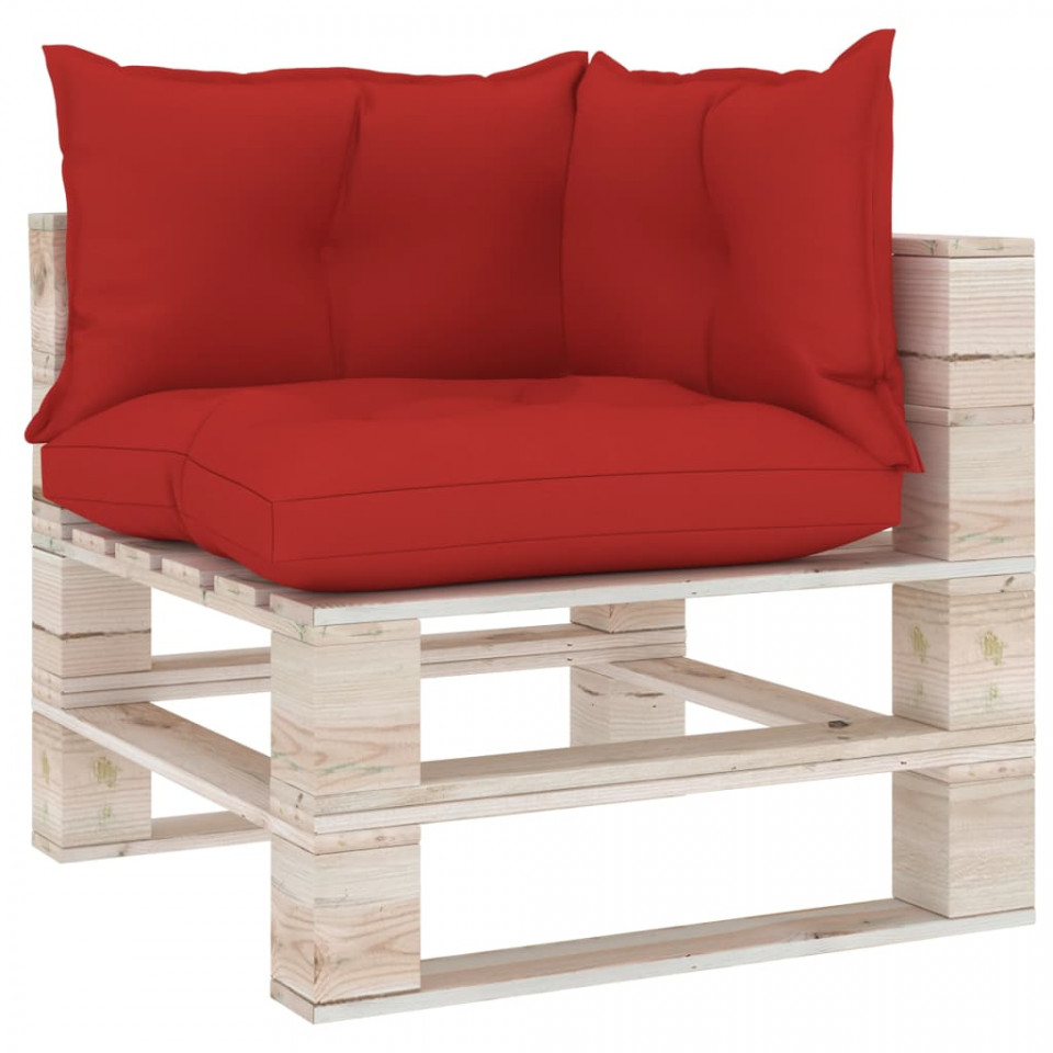 Poza Perne pentru canapea din paleti 3 buc, rosu, material textil