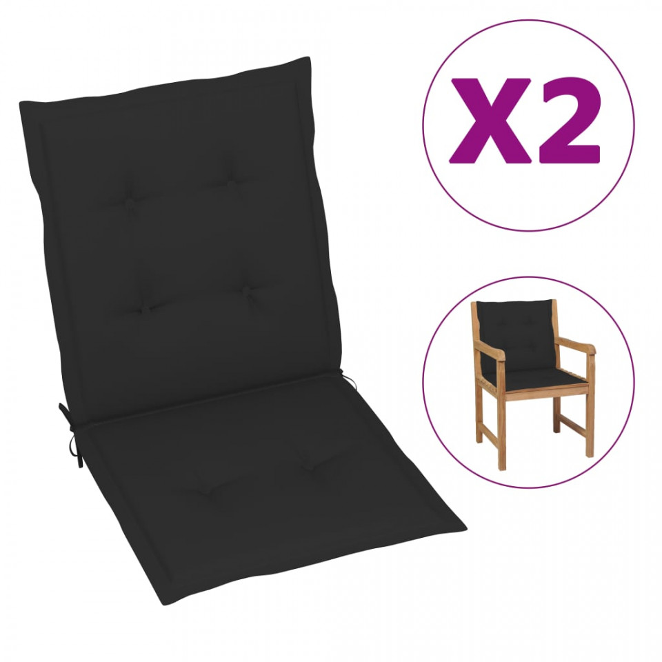 Poza Perne scaun de gradina, 2 buc., negru, 100x50x3 cm