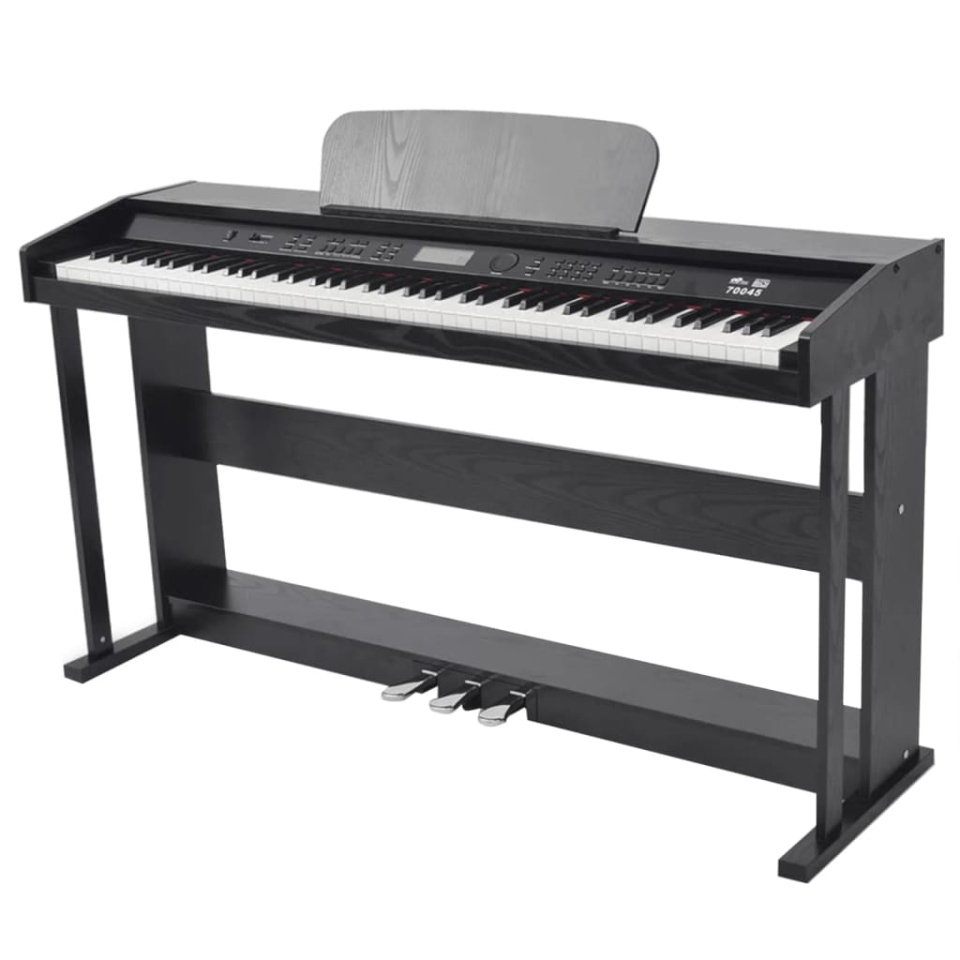 Pian digital cu 88 de clape, cu pedale, placă melamină, negru