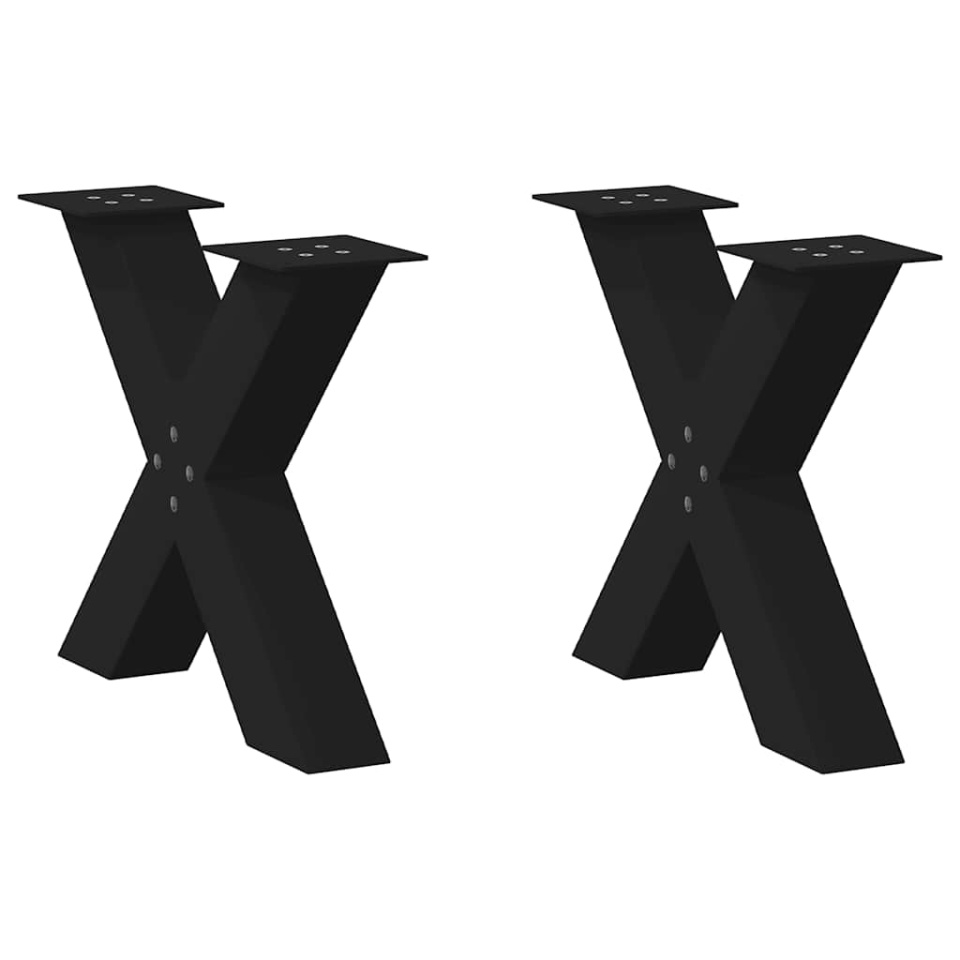 Picioare măsuță de cafea în formă de X 2 buc Negru Oțel