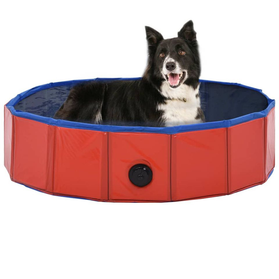 Piscină pentru câini pliabilă, roșu, 80 x 20 cm, pvc