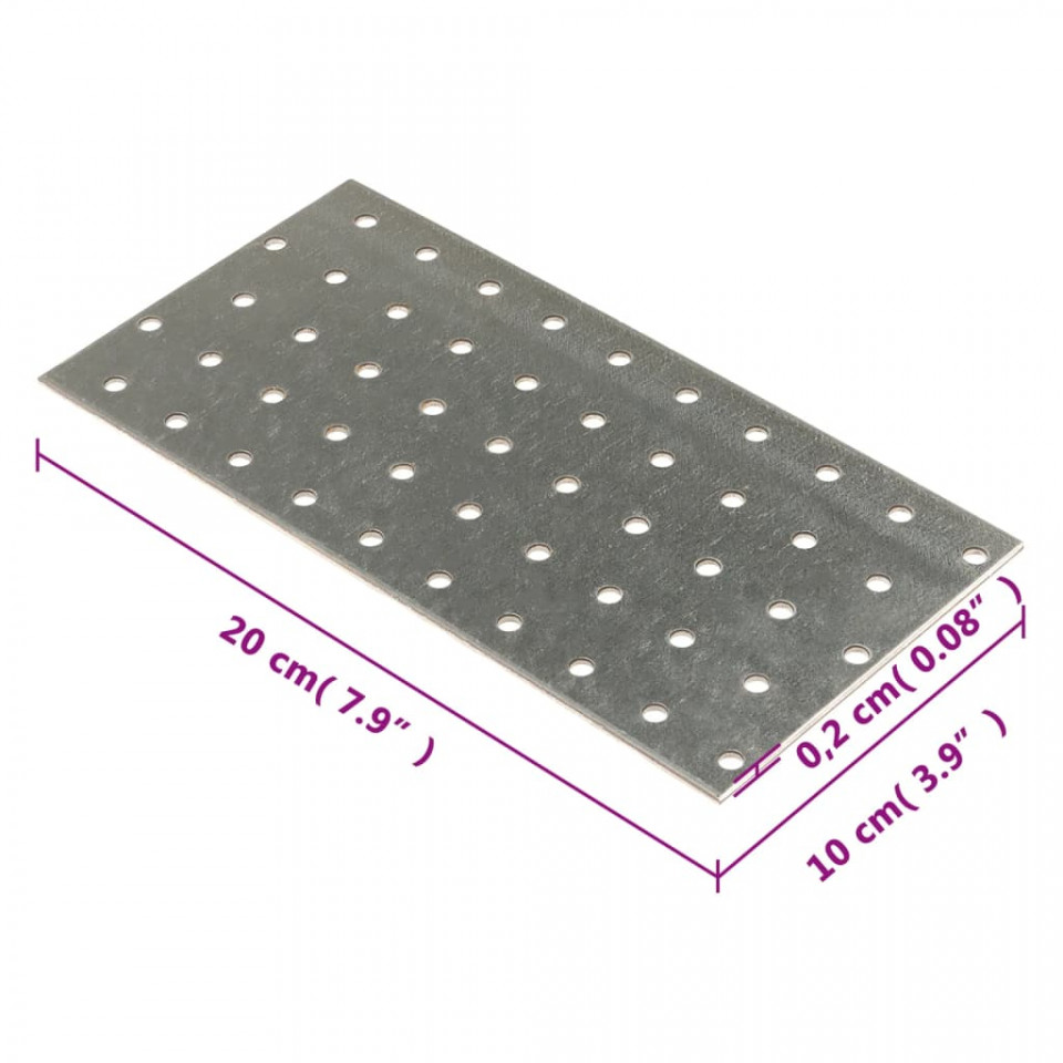 Plăci perforate, 40 buc., 2 mm, 200x100 mm, oțel galvanizat