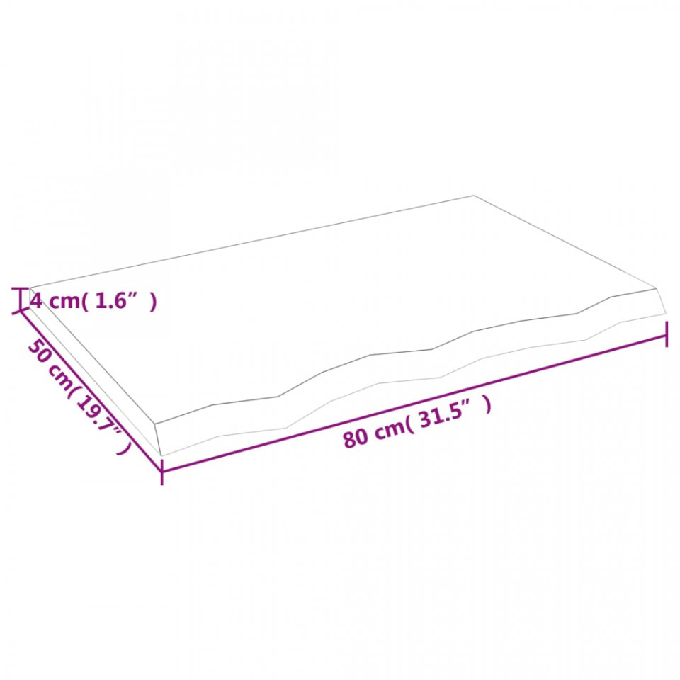 Poliță perete maro deschis 80x50x4 cm lemn masiv stejar tratat