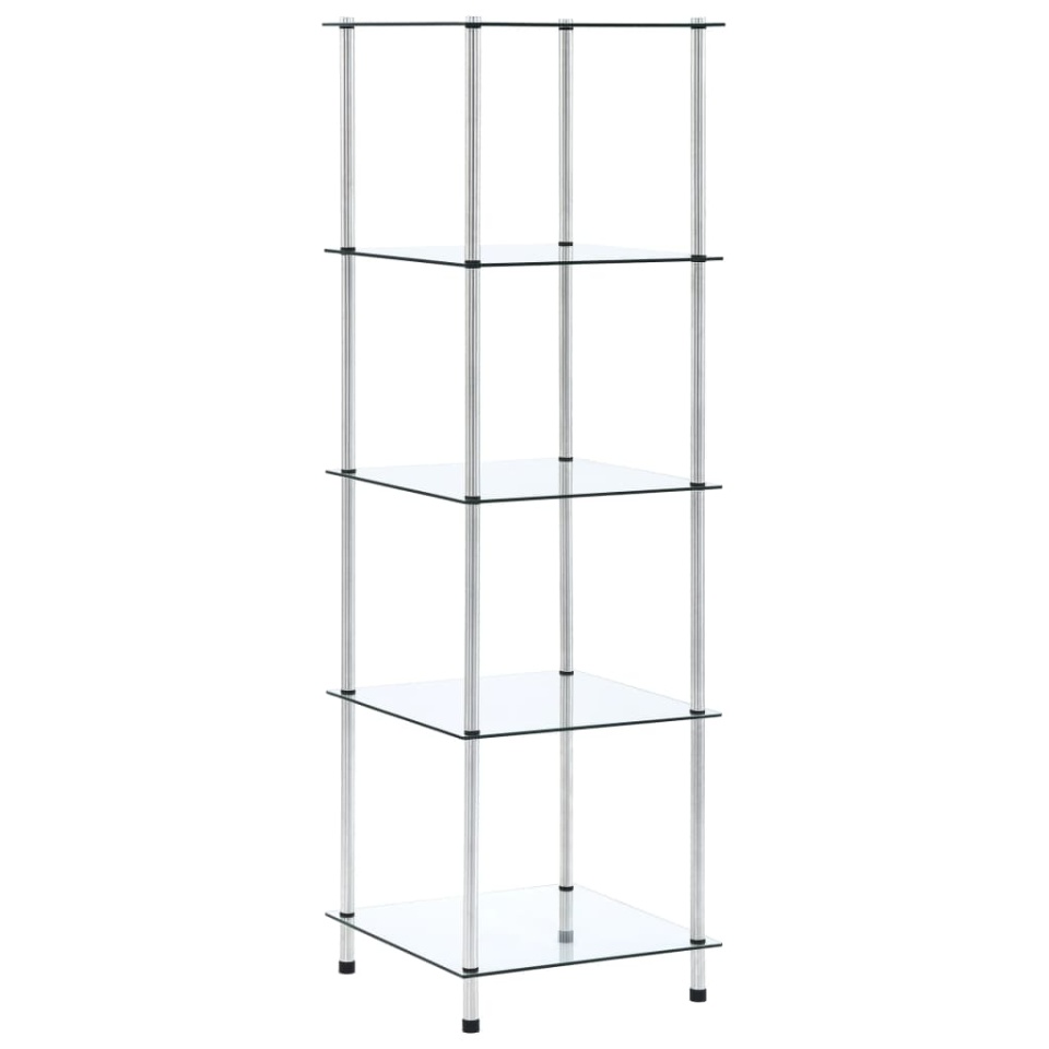 Raft cu 5 niveluri transparent, 40x40x130 cm, sticlă securizată