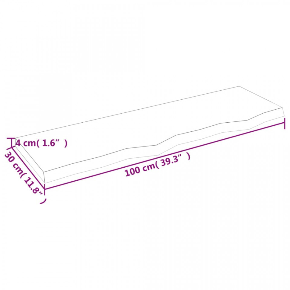 Raft de perete gri închis 100x30x4 cm lemn masiv stejar tratat