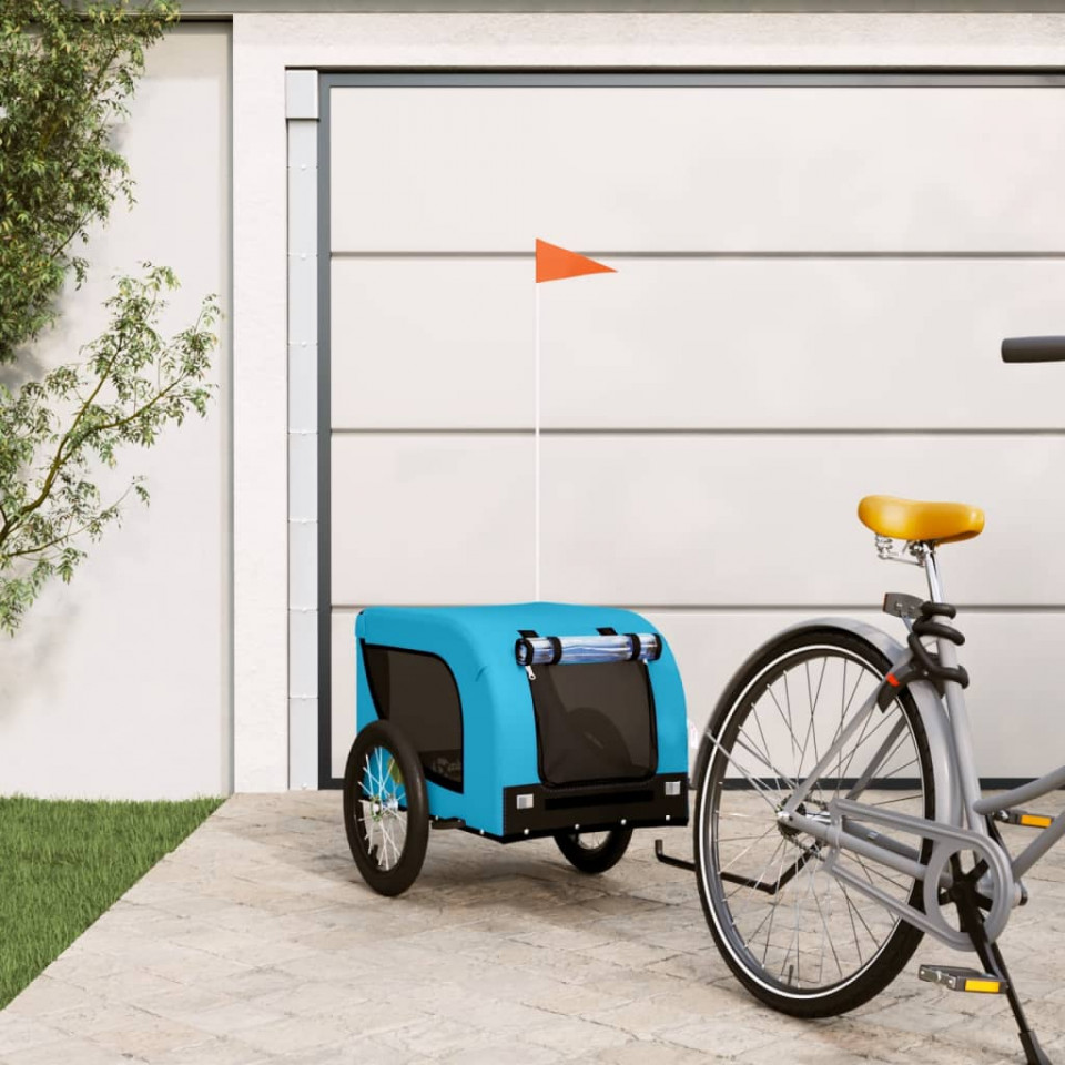 Remorcă de bicicletă câini albastru&negru textil oxford&fier