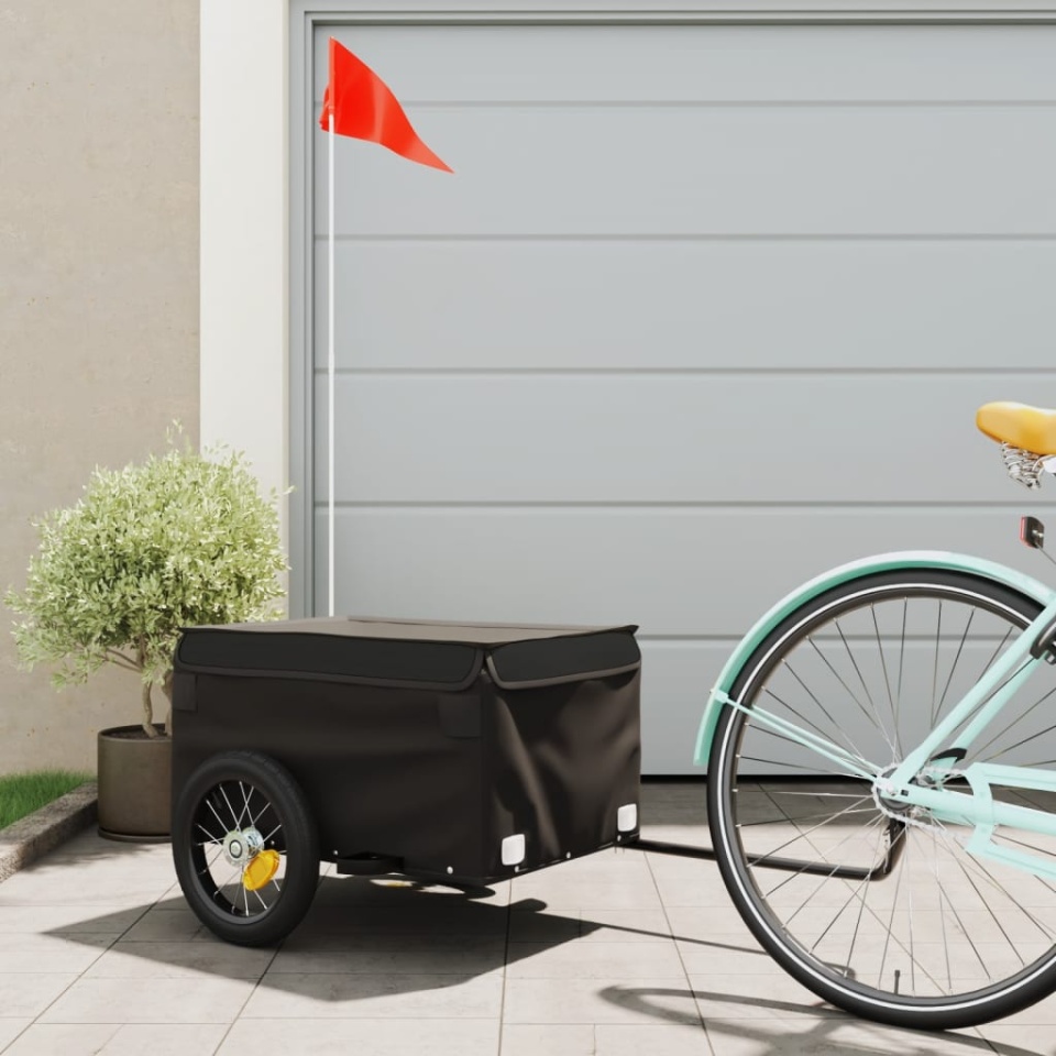 Remorcă pentru biciclete, negru, 30 kg, fier