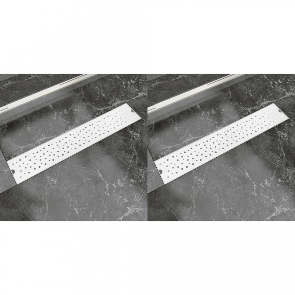 Rigolă liniară de duș 2 buc. 630x140 mm, oțel inoxidabil, bule
