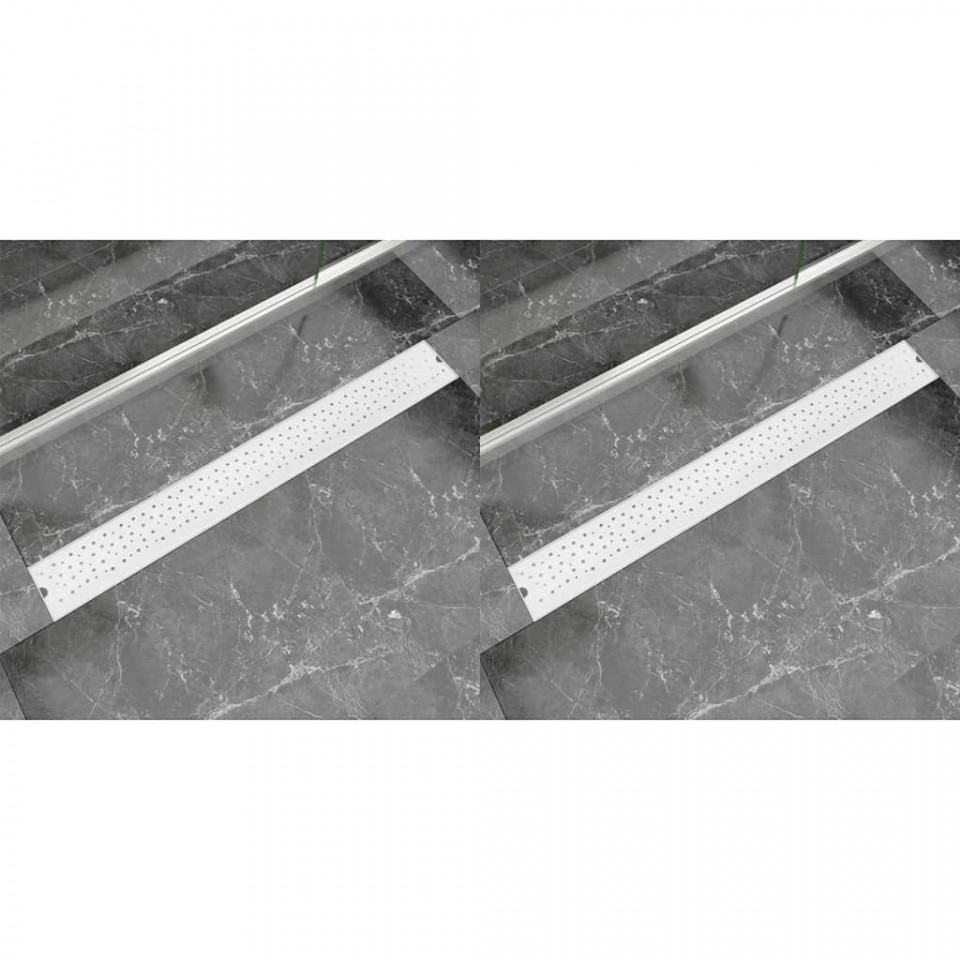 Rigolă liniară de duș 2 buc. 930×140 mm oțel inoxidabil bule 930x140