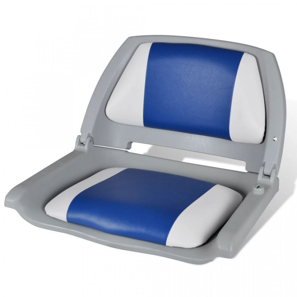 Scaun barcă cu spătar pliabil cu pernă albastru-alb 41 x 51 x 48 cm Accesorii