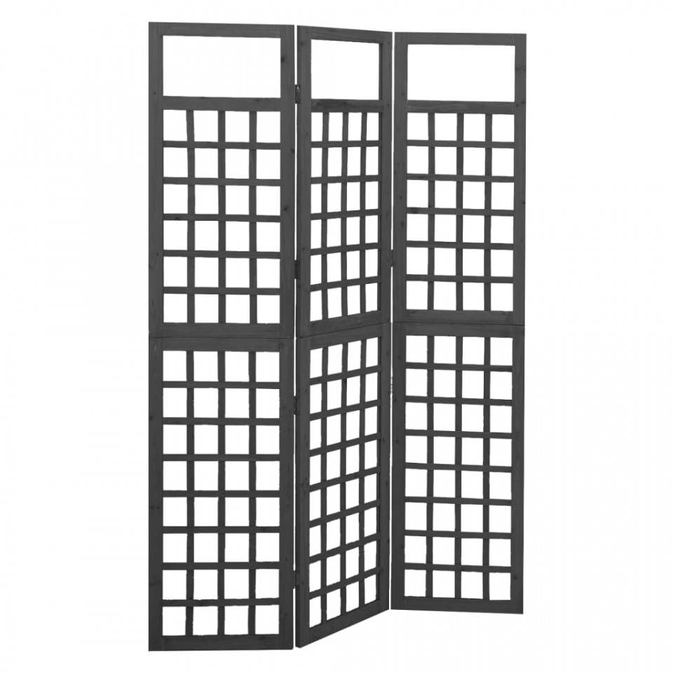 Separator cameră cu 3 panouri negru 121×180 cm nuiele lemn brad 121x180 imagine noua