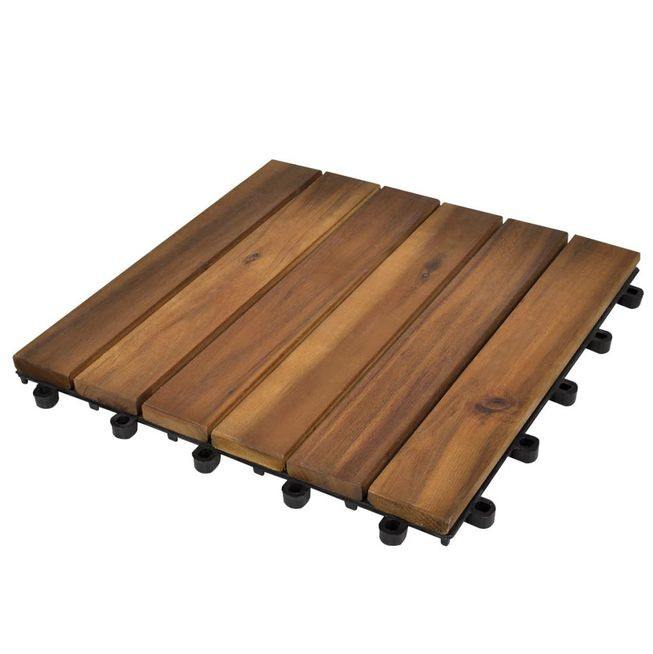 Set dale din lemn de salcâm cu model vertical 30 x 30 cm, 20 buc.