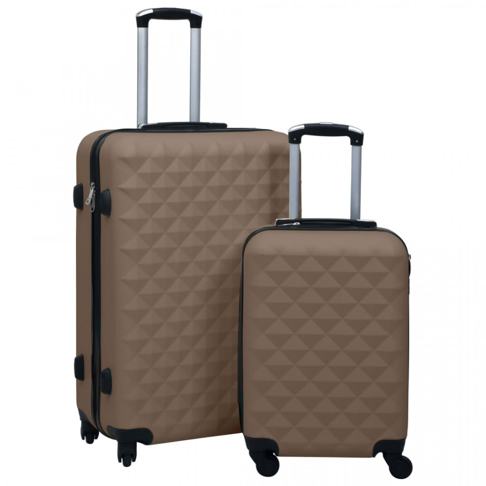 Set de valize cu carcasă rigidă, 2 piese, maro, abs