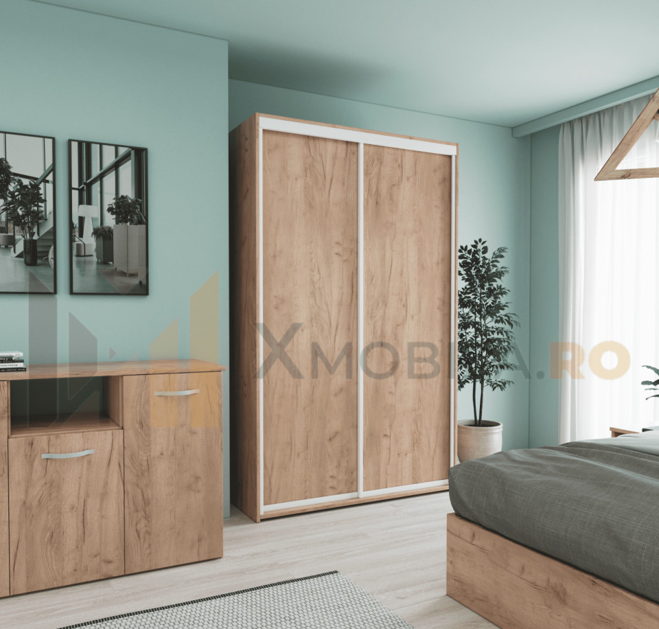Set Dormitor Smart, Material Pal 18mm, Culoare Stejar Auriu