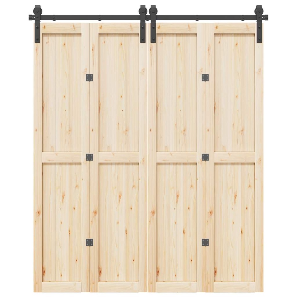 Set feronerie pentru ușă glisantă, negru, 183 cm, oțel