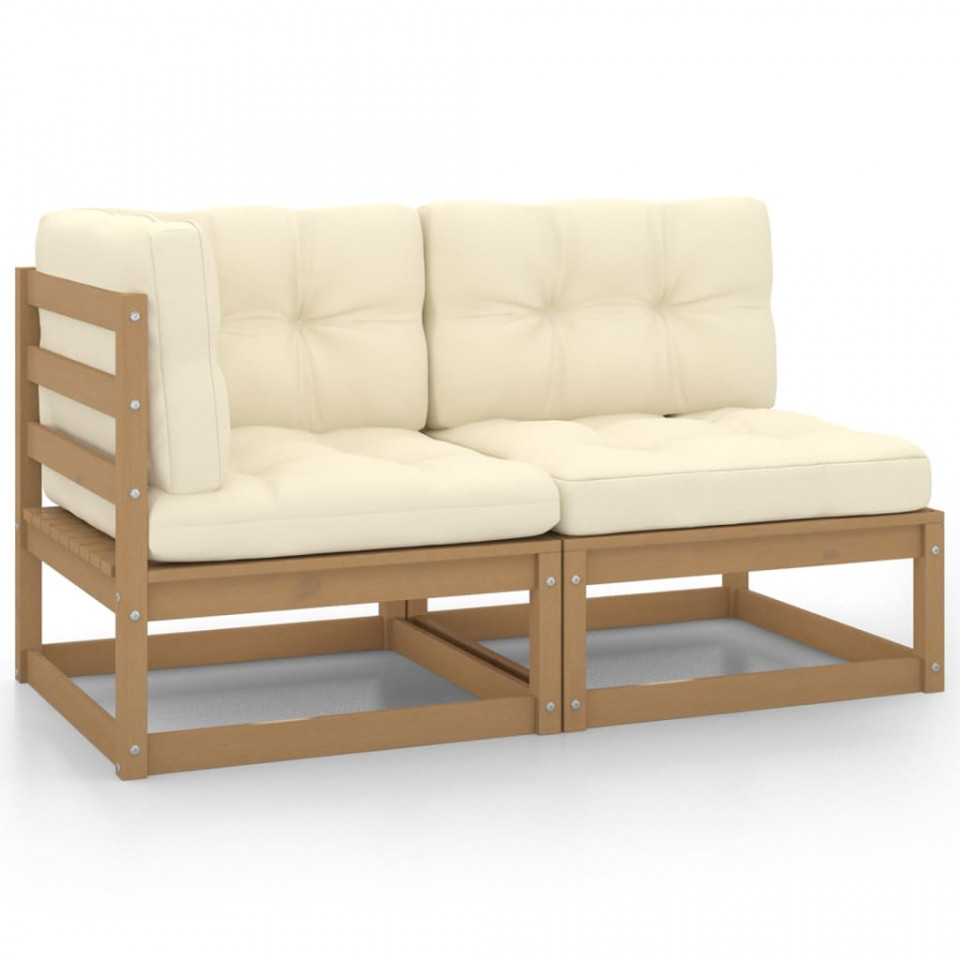 Poza Set mobilier de gradina cu perne, 2 piese, maro miere, lemn pin