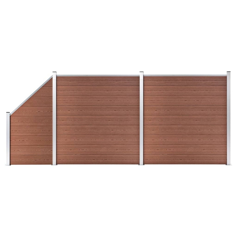 Set panouri gard, 2 pătrate + 1 oblic, maro, 446x186 cm, WPC
