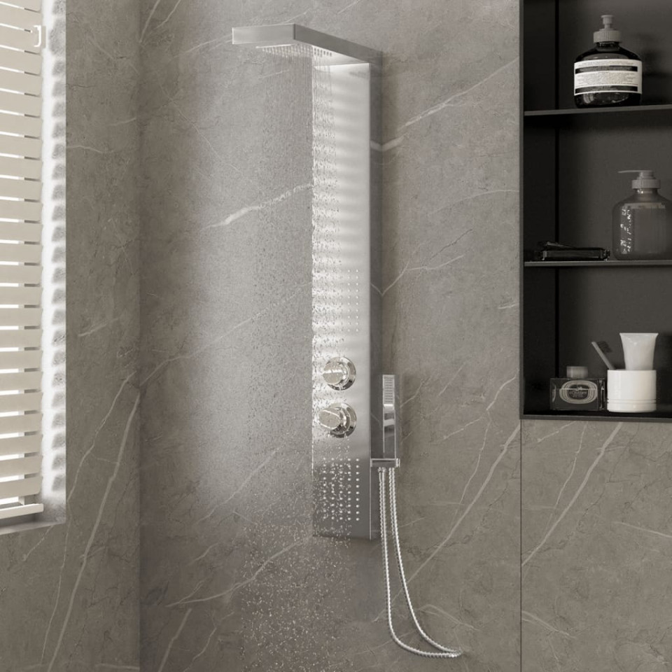 Sistem panou de duș, pătrat, oțel inoxidabil Casa Practica