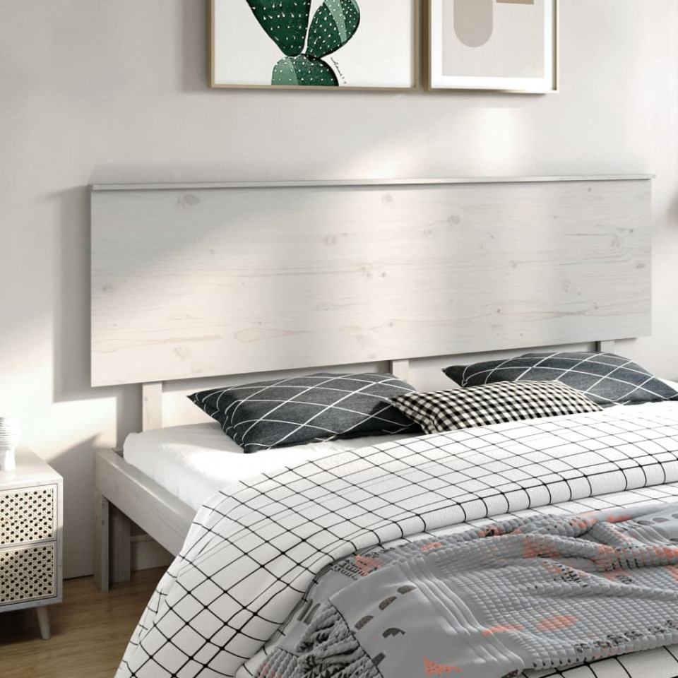 Poza Tablie de pat, alb, 204x6x82,5 cm, lemn masiv de pin