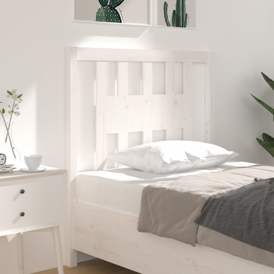 Poza Tablie de pat, alb, 96x4x100 cm, lemn masiv de pin
