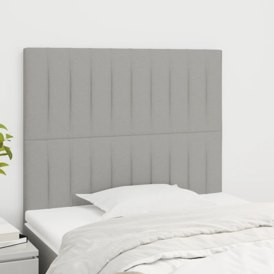 Tăblii de pat, 2 buc, gri deschis, 100x5x78/88 cm, textil