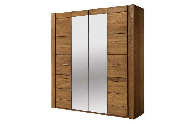Velvet 77 dulap cu 4 uși (2 uși cu oglindă) 205 x 225 x 60 stejar rustic