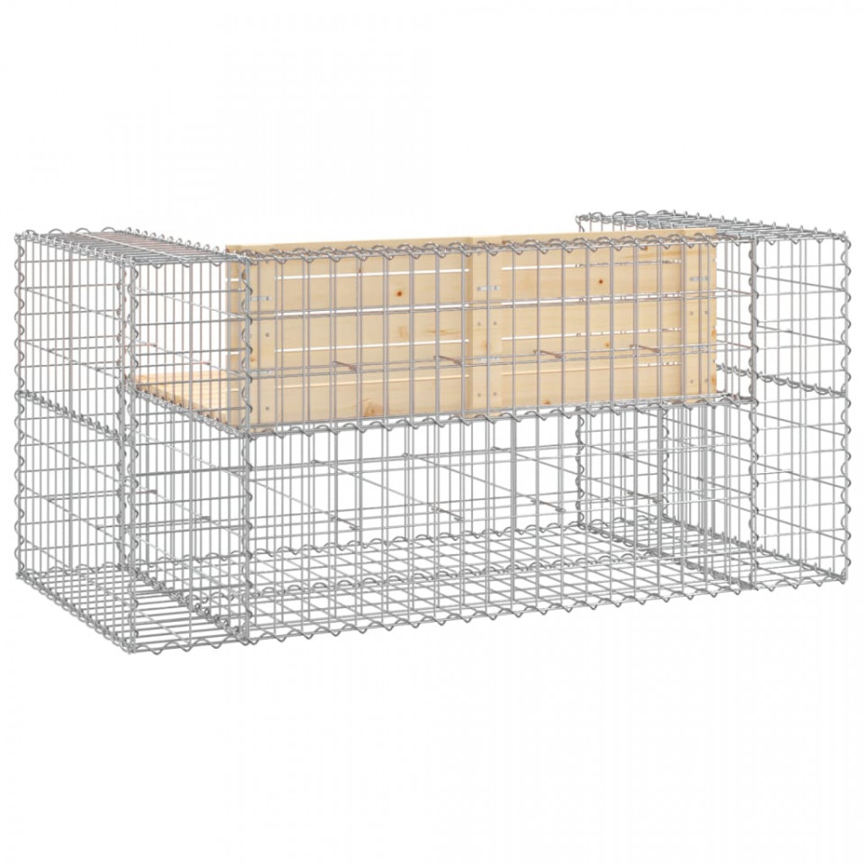 Bancă de grădină, design gabion, 143x71x65,5cm, lemn masiv pin