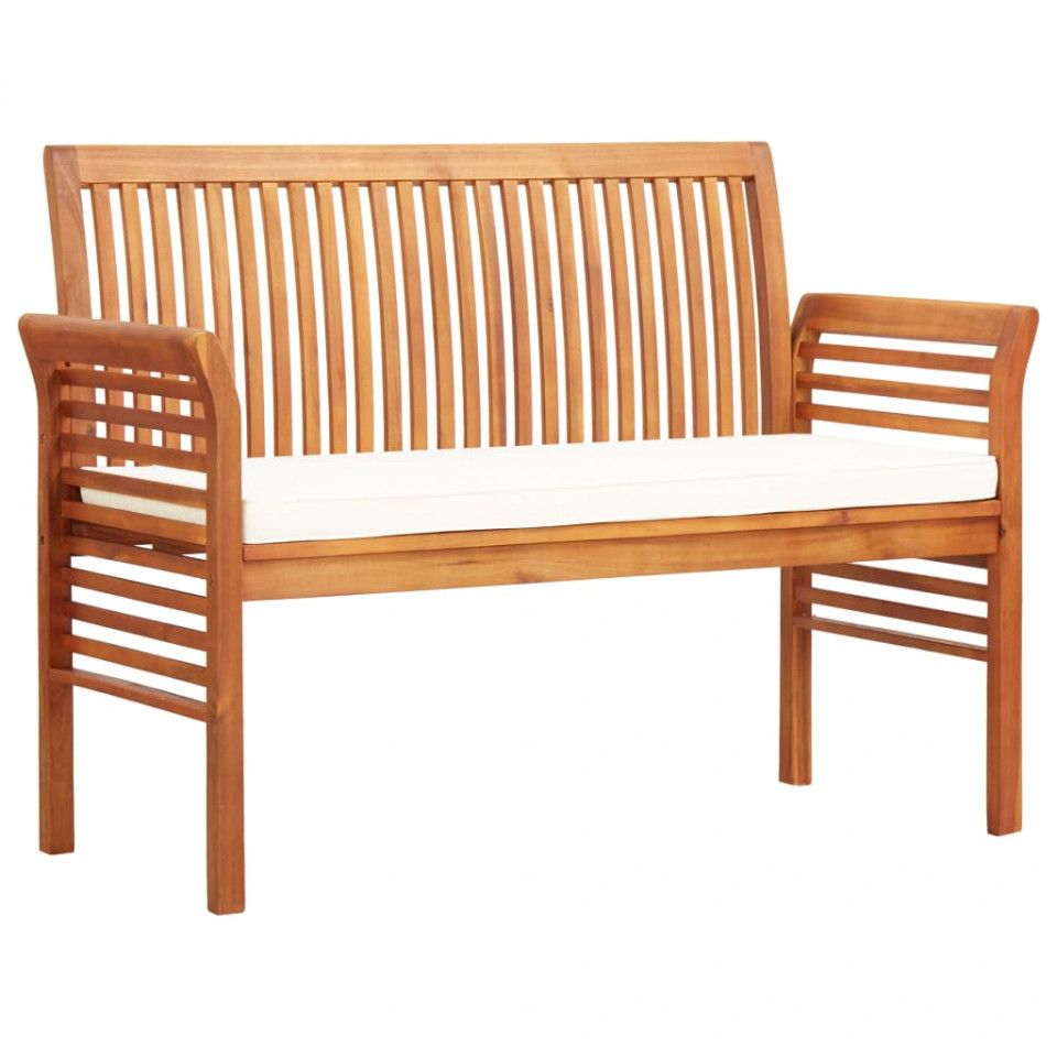 Bancă grădină cu 2 locuri & pernă, 120 cm, lemn masiv acacia
