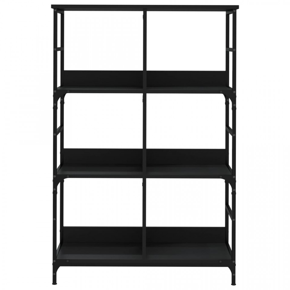 Bibliotecă, negru, 78,5x33x117,5 cm, lemn prelucrat