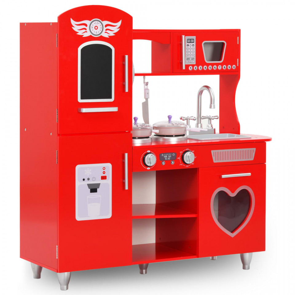 Bucătărie de jucărie pentru copii, roșu, 84 x 31 x 89 cm, MDF casapractica.ro