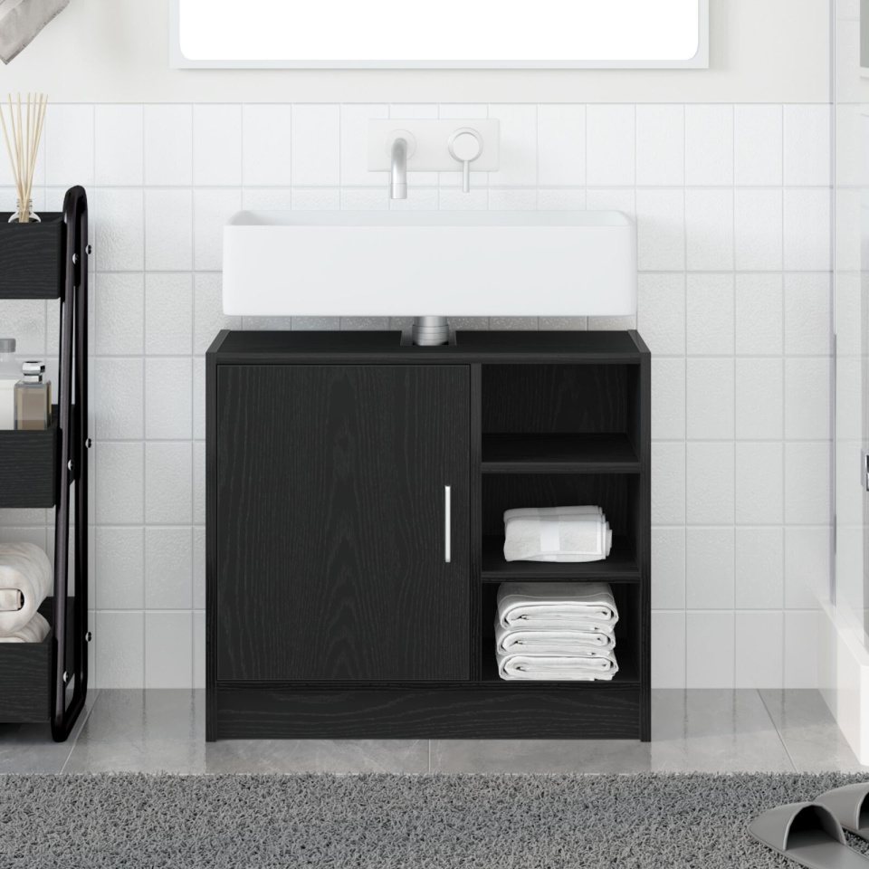 Cabinet pentru chiuvetă Stejar Negru 63x29x55 cm Lemn Prelucrat