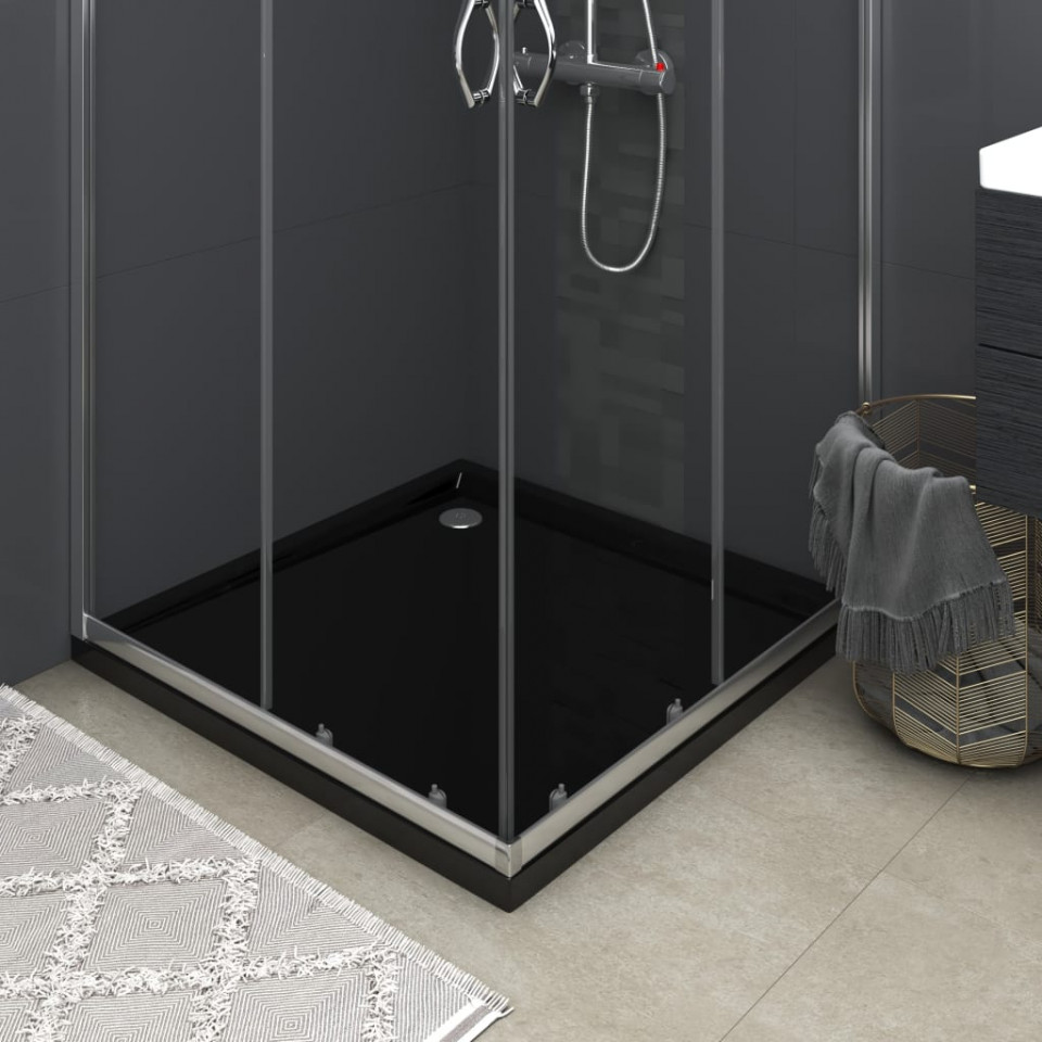 Cădiță de duș pătrată, negru, 80×80 cm, ABS 80X80