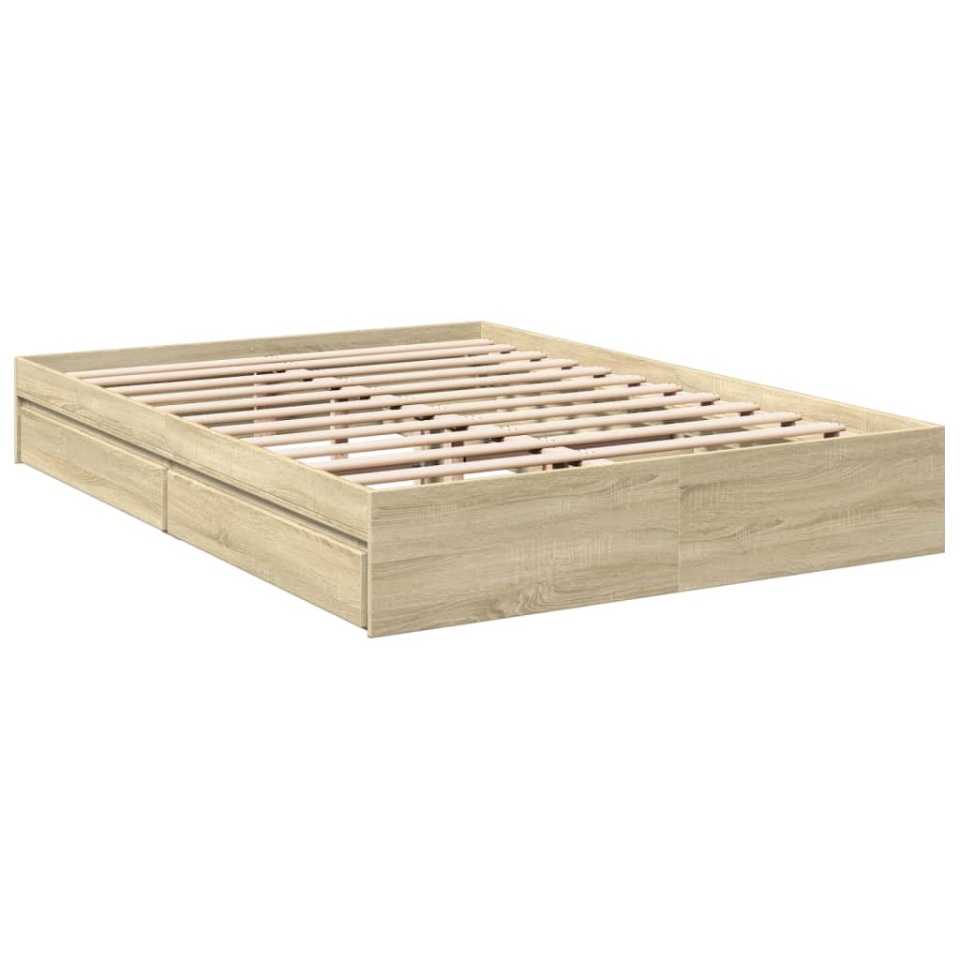 Cadru de pat cu sertare stejar sonoma 160x200 cm lemn prelucrat