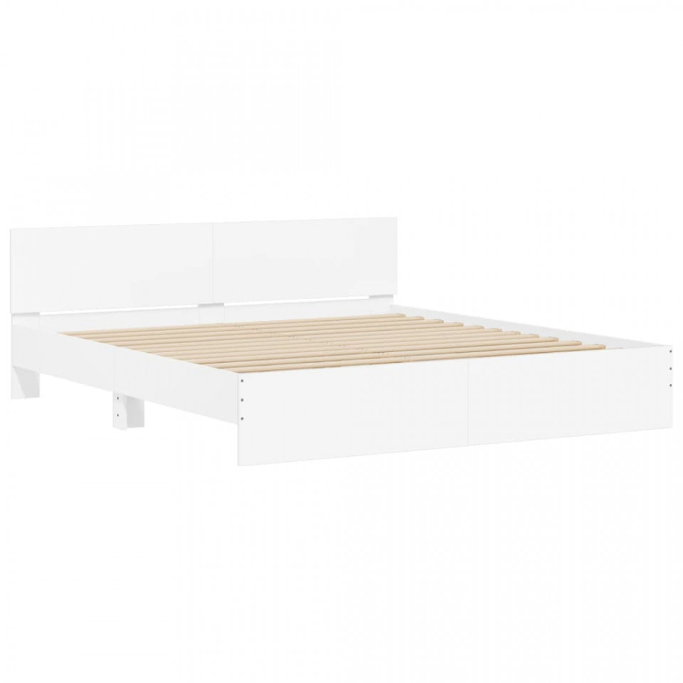 Cadru de pat cu tăblie, alb, 200x200 cm