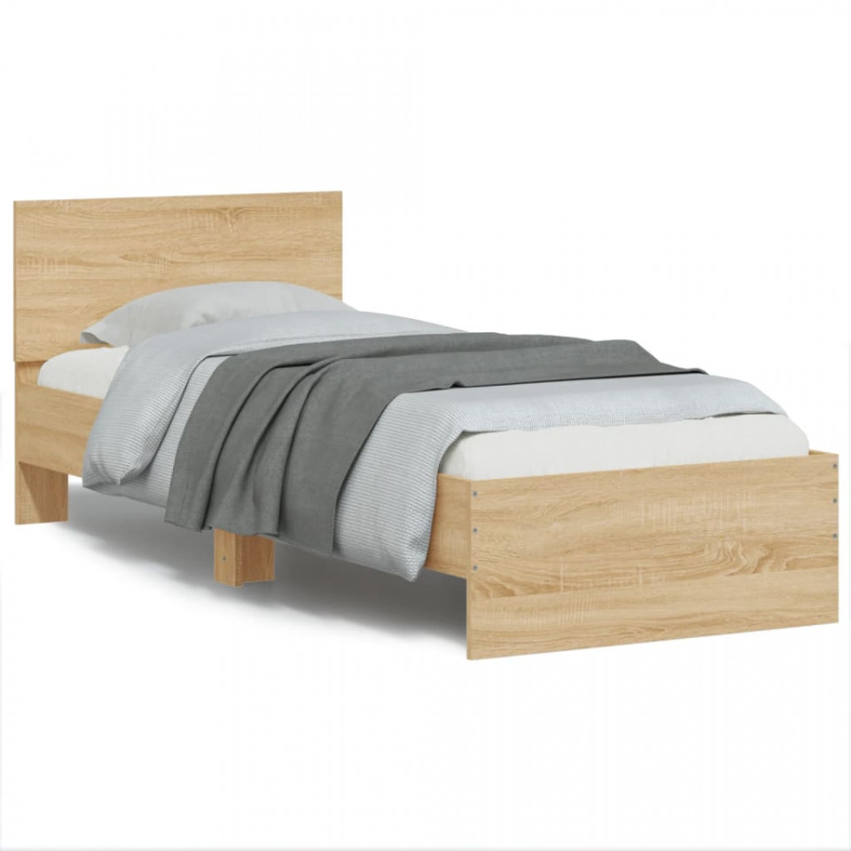 Cadru de pat cu tăblie stejar sonoma 75x190 cm lemn prelucrat