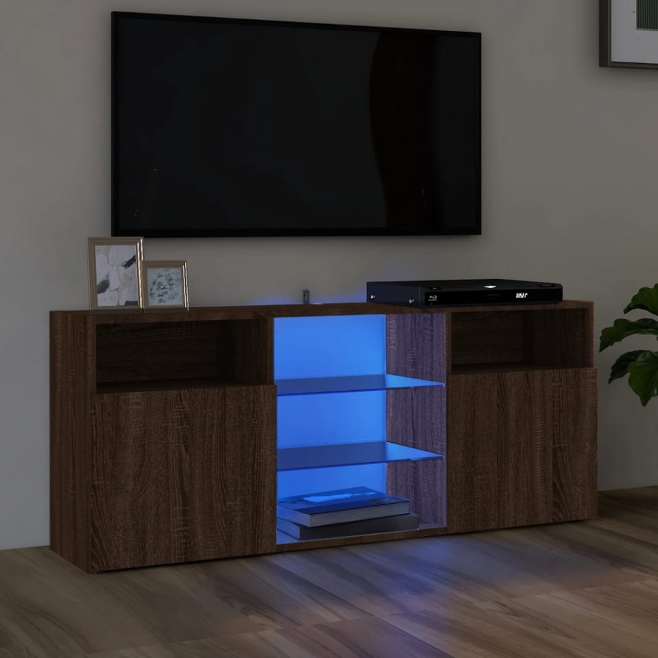 Poza Comoda TV cu lumini LED, stejar maro, 120x30x50 cm