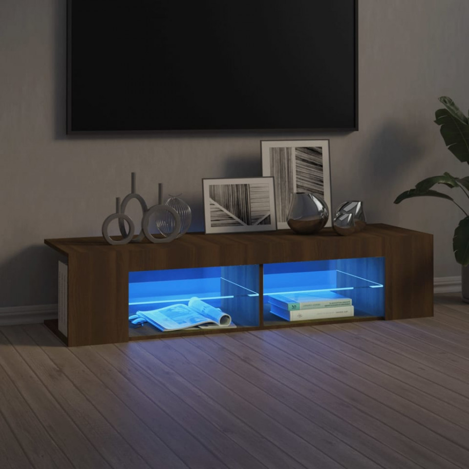 Poza Comoda TV cu lumini LED, stejar maro, 135x39x30 cm