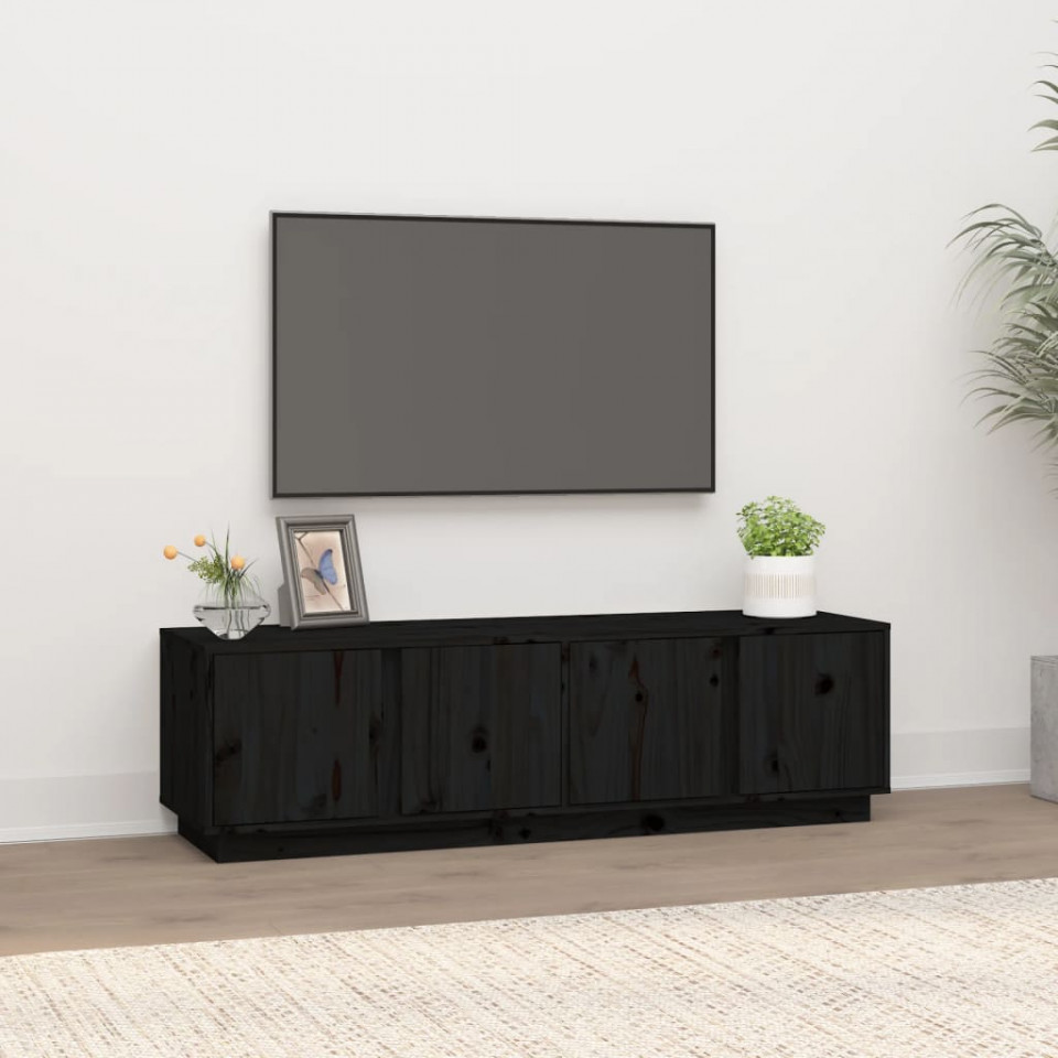 Poza Comoda TV, negru, 140x40x40 cm, lemn masiv de pin