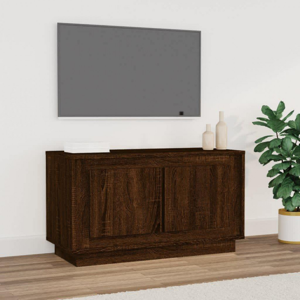 Poza Comoda TV, stejar maro, 80x35x45 cm, lemn prelucrat