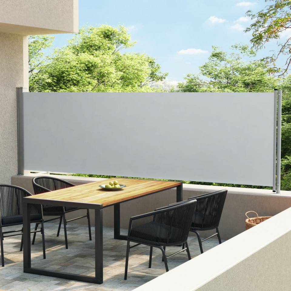 Copertină laterală retractabilă de terasă, gri, 140 x 600 cm