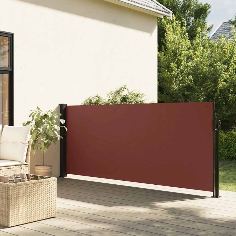 Copertina laterală retractabilă, maro, 140x500 cm