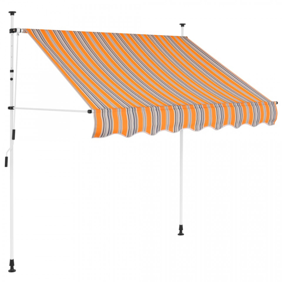 Copertină retractabilă manual, galben & albastru, 100 cm, dungi