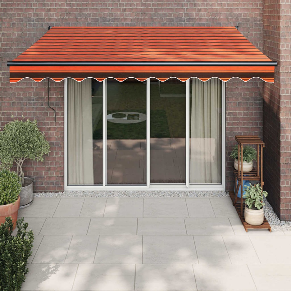 Copertină retractabilă portocaliu/maro 3,5x2,5m textil/aluminiu