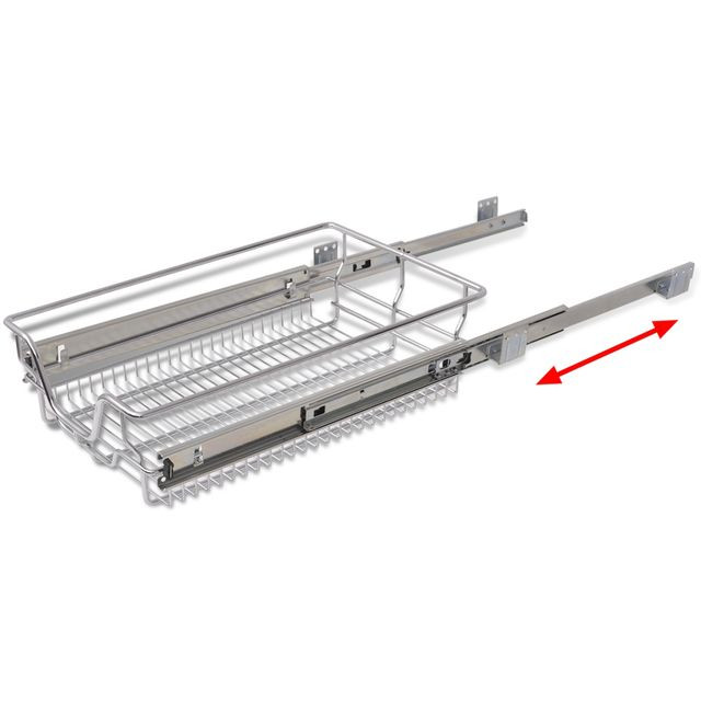 Coș din sârmă retractabil, 2 buc., argintiu, 400 mm