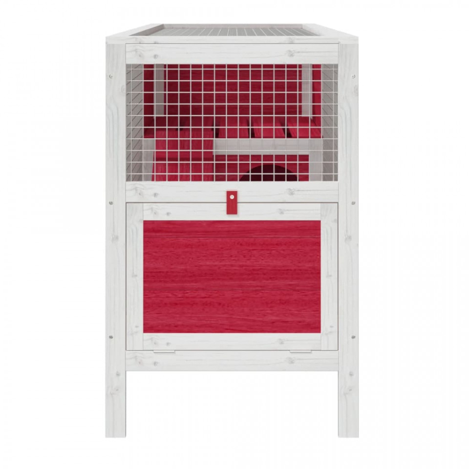 Cușcă pentru iepuri roșu 103x44x69,5 cm lemn masiv de pin