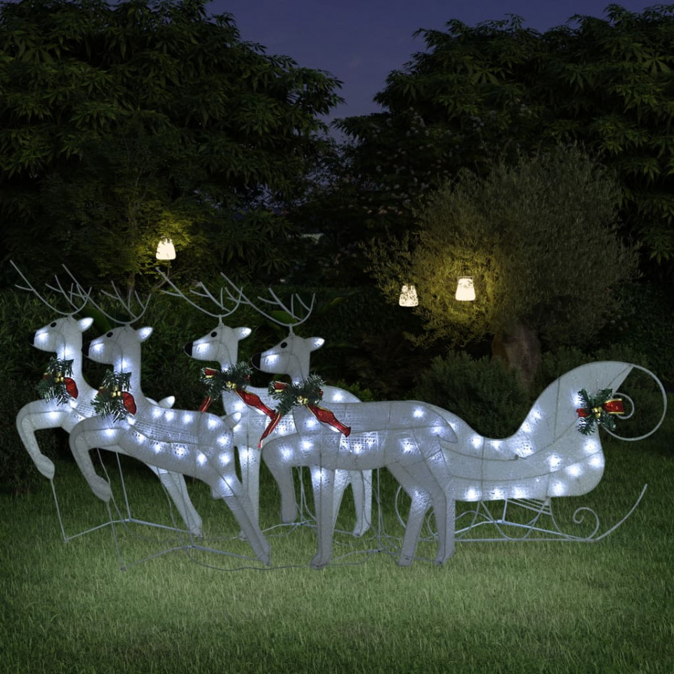 Poza Decoratiune de Craciun cu reni&sanie 100 LED-uri alb exterior